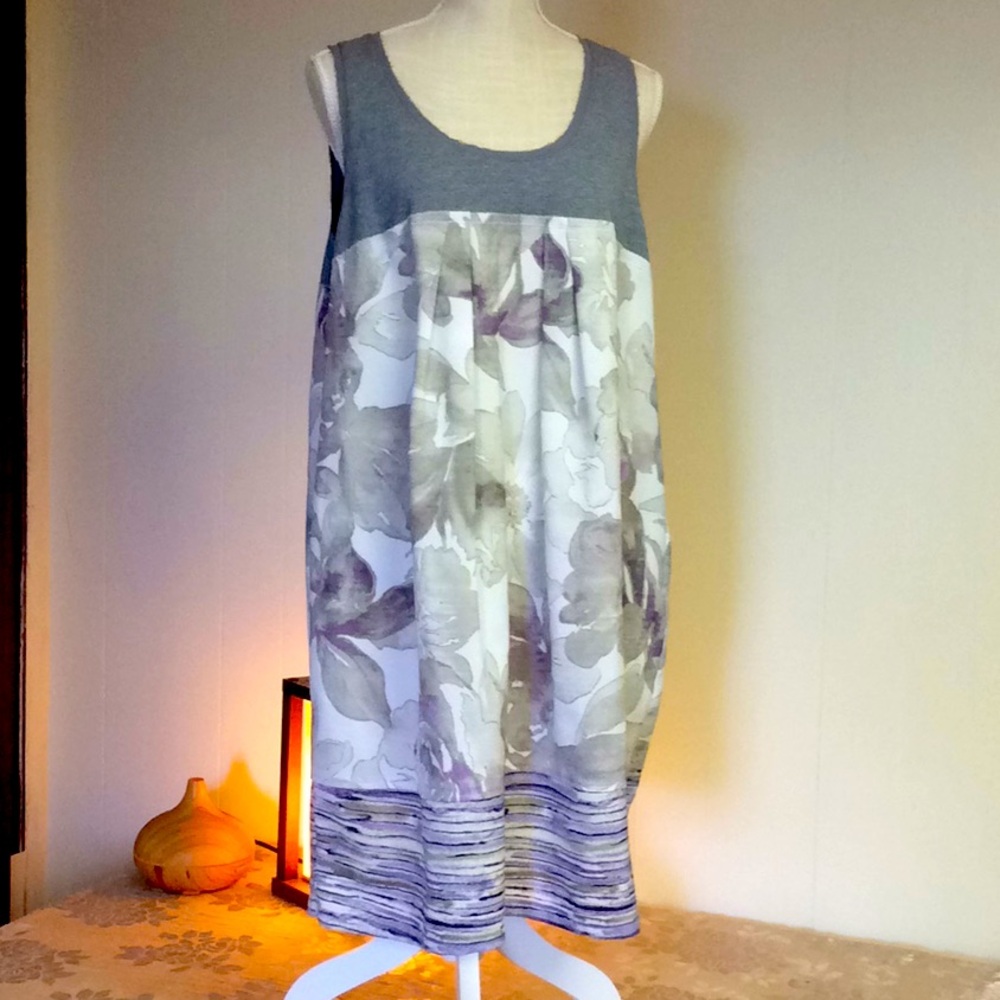 Simply Vera || Vera Wang Grey Purple and Cream Tank Dress XL